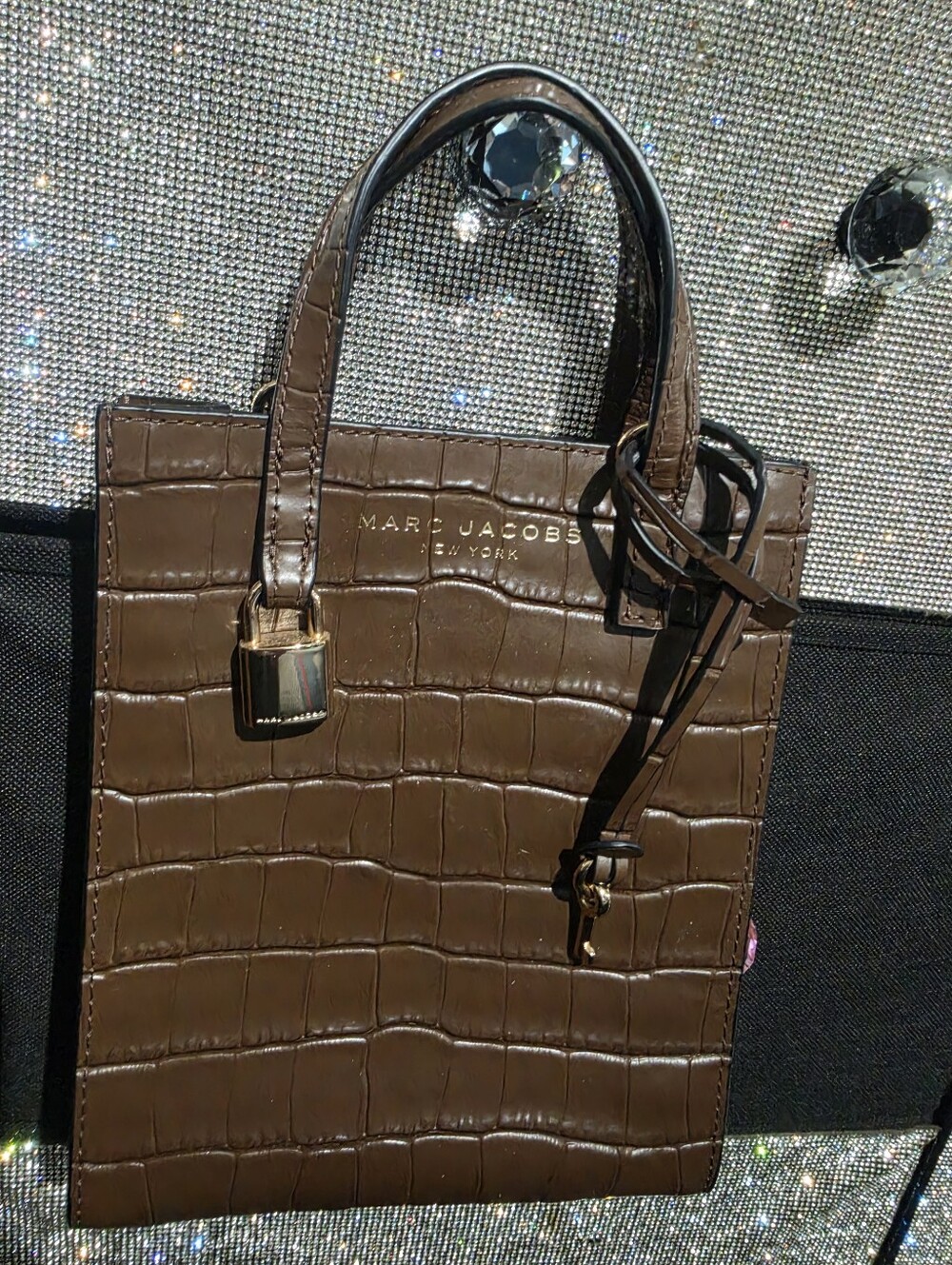 Marc Jacobs Brown Croc-Embossed Mini Tote Misisng Strap